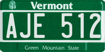 VT license plate AJE512