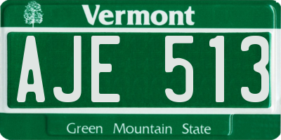 VT license plate AJE513