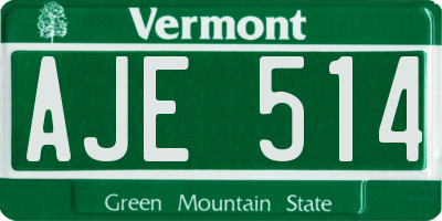 VT license plate AJE514