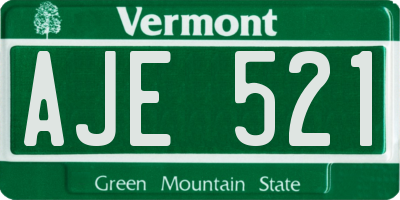 VT license plate AJE521