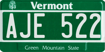 VT license plate AJE522