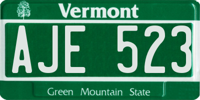 VT license plate AJE523