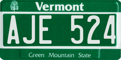 VT license plate AJE524