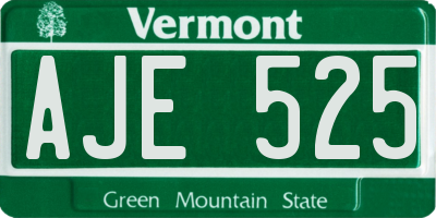 VT license plate AJE525
