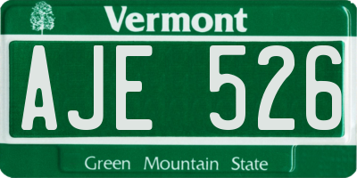 VT license plate AJE526