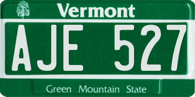 VT license plate AJE527