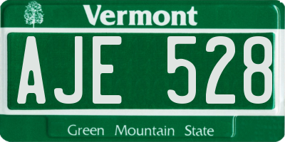 VT license plate AJE528