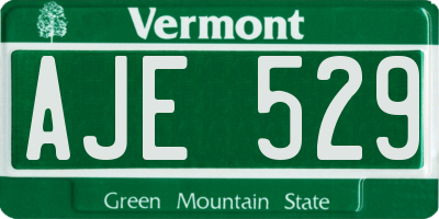 VT license plate AJE529