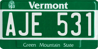 VT license plate AJE531