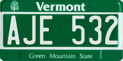 VT license plate AJE532
