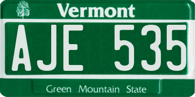 VT license plate AJE535