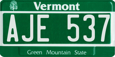 VT license plate AJE537