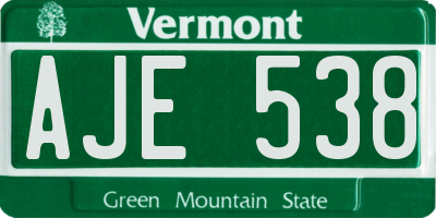VT license plate AJE538