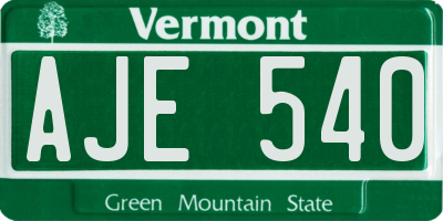VT license plate AJE540