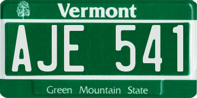VT license plate AJE541