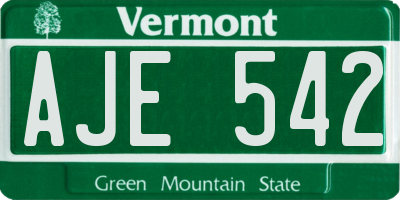 VT license plate AJE542