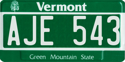 VT license plate AJE543