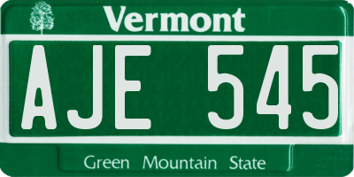 VT license plate AJE545