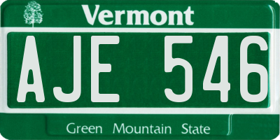 VT license plate AJE546