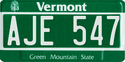 VT license plate AJE547