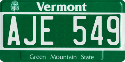 VT license plate AJE549