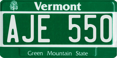VT license plate AJE550