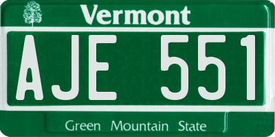 VT license plate AJE551