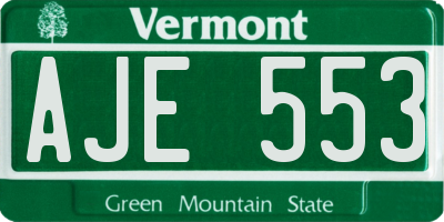 VT license plate AJE553