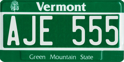VT license plate AJE555