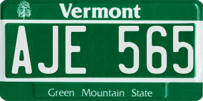 VT license plate AJE565