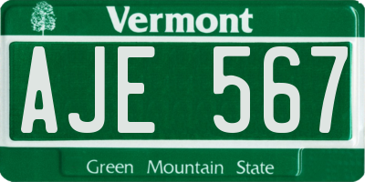 VT license plate AJE567