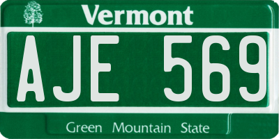 VT license plate AJE569