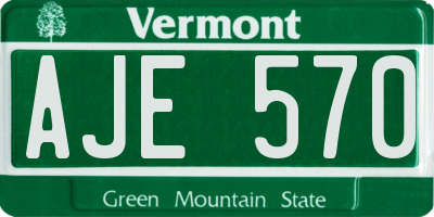 VT license plate AJE570