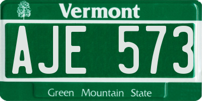 VT license plate AJE573
