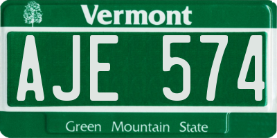 VT license plate AJE574