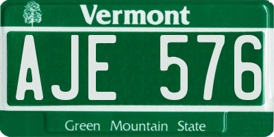 VT license plate AJE576