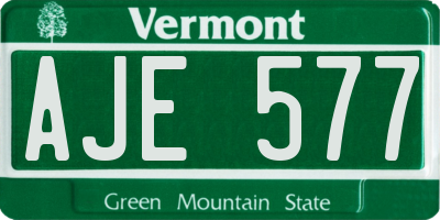 VT license plate AJE577