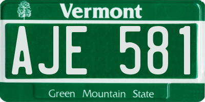 VT license plate AJE581