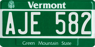 VT license plate AJE582