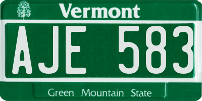 VT license plate AJE583
