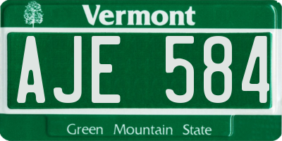 VT license plate AJE584