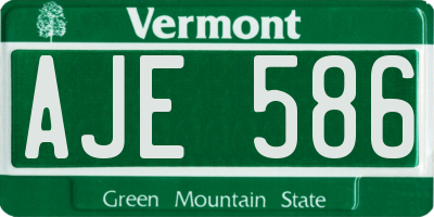 VT license plate AJE586