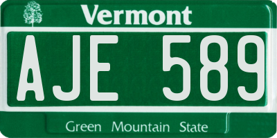 VT license plate AJE589