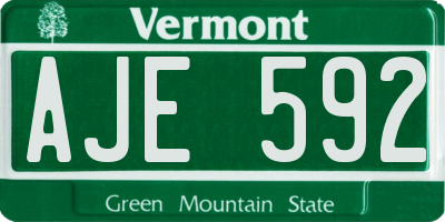 VT license plate AJE592