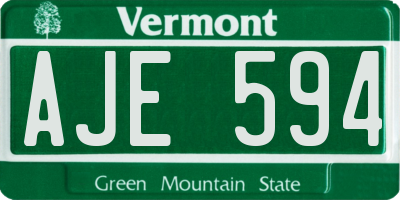 VT license plate AJE594