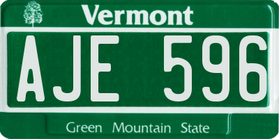 VT license plate AJE596