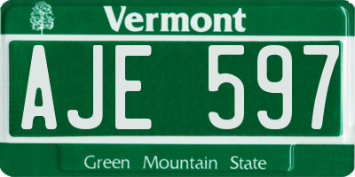 VT license plate AJE597