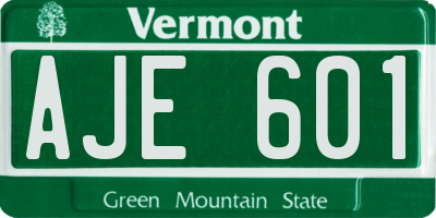 VT license plate AJE601