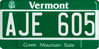 VT license plate AJE605