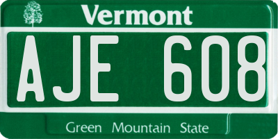 VT license plate AJE608